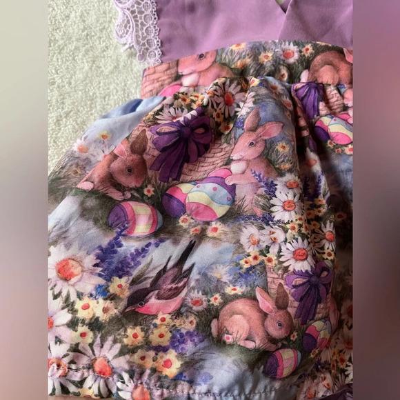 Toddler romper, rich purple and Easter bunny design. 2/3T - Picture 2 of 10